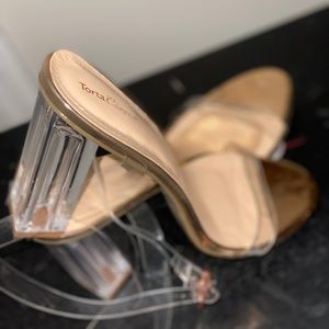 Clear block heels 4inch